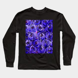 BLUE ROSES AND TEARDROPS Art Nouveau Floral Long Sleeve T-Shirt